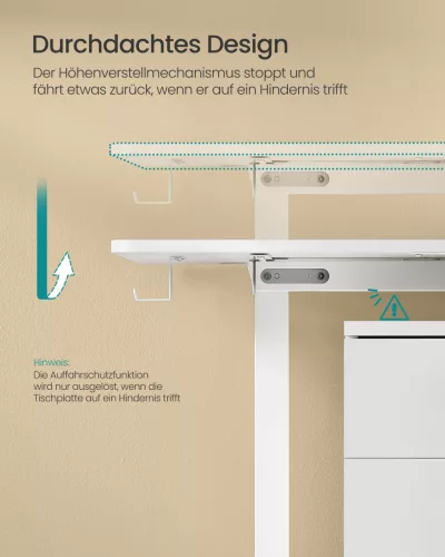 SONGMICS LSD138W01 elektromosan állítható magasságú íróasztal 180 x 80 cm memóriafunkcióval felhőfehér