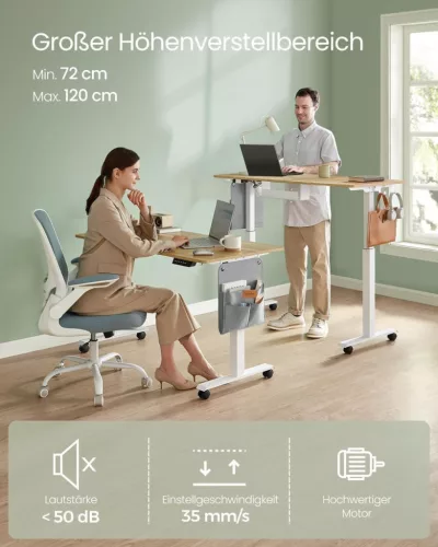 VASAGLE Smart Elektromos Állítható Magasságú Íróasztal Tölgy