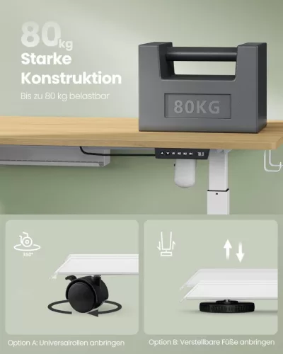 VASAGLE Smart Elektromos Állítható Magasságú Íróasztal Tölgy