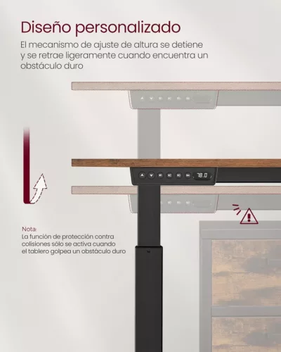 VASAGLE LSD176X01 elektromosan állítható magasságú íróasztal forgácslap acél Oxford szövet vintage barna 160 cm