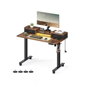   VASAGLE LSD182X01 elektromosan állítható magasságú íróasztal monitortartóval vintage barna 120 x 60 x 72-120 cm