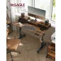   VASAGLE LSD182X01 elektromosan állítható magasságú íróasztal monitortartóval vintage barna 120 x 60 x 72-120 cm