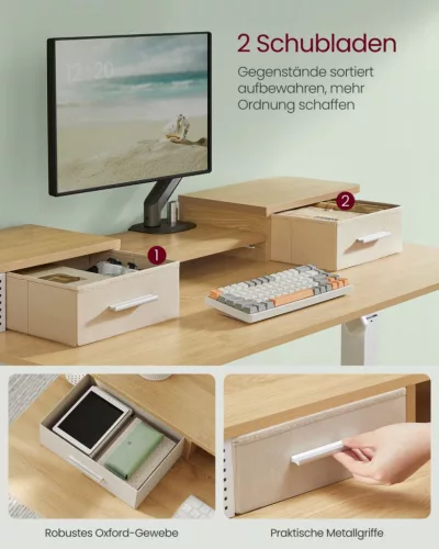 VASAGLE Smart Elektromos Állítható Magasságú Íróasztal Monitortartóval Szalmasárga