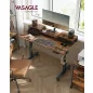   VASAGLE Smart Elektromos Állítható Magasságú Íróasztal Monitortartóval Vintage Barna