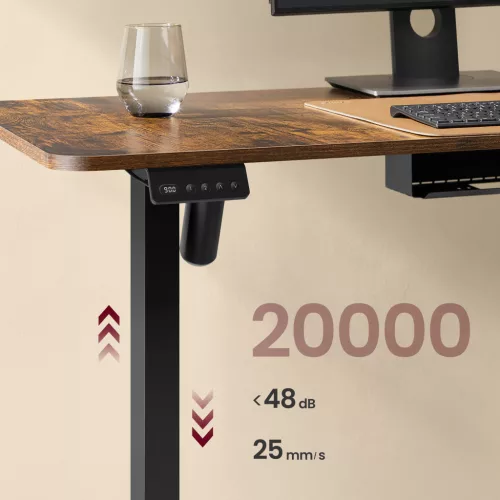 VASAGLE LSD264K01 Elektromos Állítható Magasságú L-alakú Sarokíróasztal Rusztikus Barna