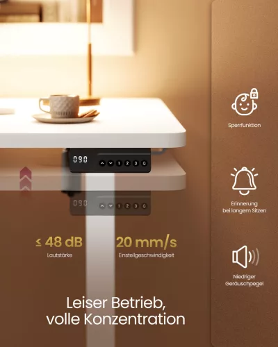 VASAGLE LSD310WZ03 elektromosan állítható magasságú álló asztal memóriafunkcióval 100 x 60 cm felhőfehér