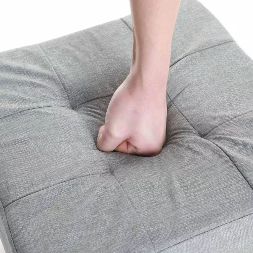 SONGMICS Tárolós Ülőke Chesterfield Stílusú Világosszürke Párnázott Összecsukható