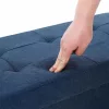 SONGMICS Chesterfield Tárolópad Összecsukható Ülőke Sötétkék Len 80L