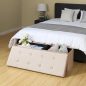 SONGMICS Nagy Méretű Tárolós Ülőpad 110 cm Bézs PU Bőr Összecsukható