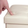 SONGMICS Nagy Méretű Tárolós Ülőpad 110 cm Bézs PU Bőr Összecsukható