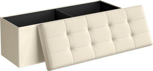 SONGMICS MAZIE Összecsukható Tárolópad 110 cm Krémfehér
