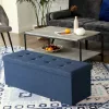 SONGMICS Tároló Ülőpad Fedéllel, Összecsukható Ülőke, 120L Kapacitás, 300 kg Teherbírás, Sötétkék