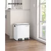 SONGMICS 2 x 15 literes pedálos szemeteskuka acél fehér szelektív hulladékgyűjtő