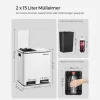 SONGMICS 2 x 15 literes pedálos szemeteskuka acél fehér szelektív hulladékgyűjtő