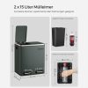 SONGMICS Dupla Szelektív Hulladékgyűjtő Acél Pedálos Szemetes 2x15L Antracitszürke