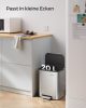 SONGMICS Pedálos Szemeteskuka 20L Rozsdamentes Acél Soft-Close Ezüst