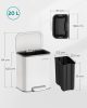 SONGMICS Modern Pedálos Szemeteskuka 20L Acél Felhőfehér Soft-Close