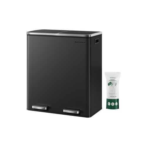 SONGMICS Dupla Pedálos Szemetes 2x30L Fekete Szelektív Hulladékgyűjtő