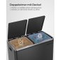 SONGMICS Dupla Pedálos Szemetes 2x30L Fekete Szelektív Hulladékgyűjtő