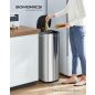 SONGMICS Automata Szenzoros Konyhai Szemetes 50L Többszínű LED Kijelzővel és Ózonos Szagtalanítóval