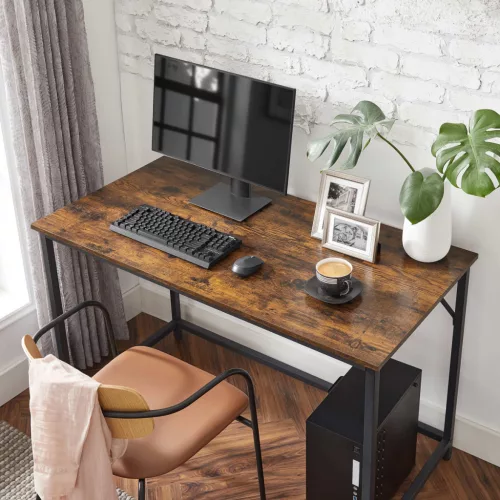 VASAGLE Íróasztal Számítógépasztal 120 x 60 x 75 cm Rusztikus Barna Fekete Ipari Stílus