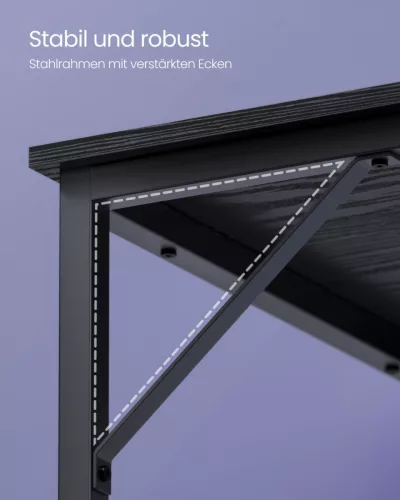 VASAGLE Számítógépasztal Fém Vázzal Fekete Ipari Stílus 120 x 60 x 75 cm
