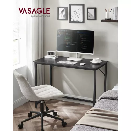 VASAGLE LWD041B56 kompakt számítógépasztal fém vázzal fekete ipari design