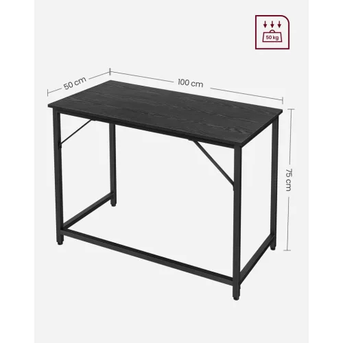 VASAGLE LWD041B56 kompakt számítógépasztal fém vázzal fekete ipari design
