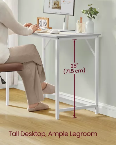 VASAGLE Minimál Számítógépasztal Juhar-Fehér Fém Vázzal