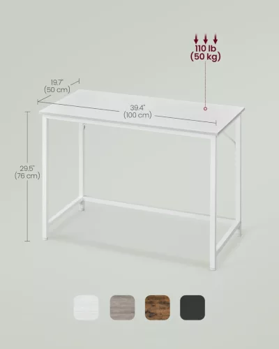 VASAGLE íróasztal 100 x 50 x 76 cm juharfehér és felhőfehér állítható lábakkal