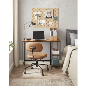  VASAGLE LWD046B01 számítógépes íróasztal 2 polccal vintage barna/fekete ipari design