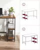 VASAGLE LWD046B01 számítógépes íróasztal 2 polccal vintage barna/fekete ipari design