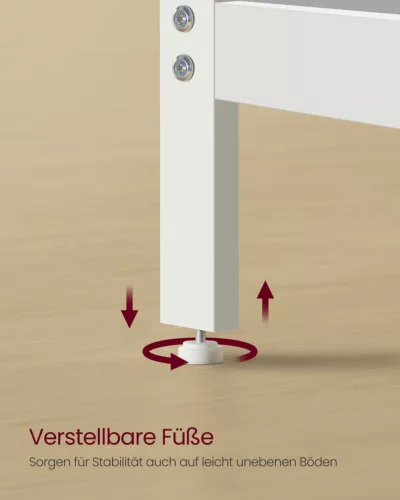 VASAGLE LWD047W44 íróasztal 2 polccal acél vázzal juharfehér