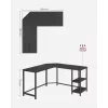 VASAGLE L-alakú sarokíróasztal 138 x 138 x 76 cm gaming asztal 2 tárolópolccal fekete famintás