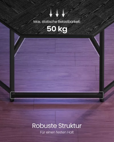 VASAGLE L-alakú sarokíróasztal forgószéklappal ébenfekete és tintafekete 149 x 149 x 76 cm