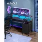   VASAGLE számítógépes íróasztal monitorállvánnyal LED világítással fekete ébenfa
