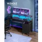   VASAGLE Gamer Íróasztal LED Világítással és Monitortartóval Ébenfa Fekete