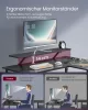 VASAGLE L-alakú Gamer Íróasztal LED Világítással és Monitortartóval Fekete LWD095B01