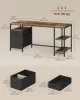 VASAGLE LWD105K01 számítógépes íróasztal 3 polccal és 2 fiókkal 160 x 60 x 76 cm rusztikus barna és matt fekete