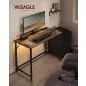   VASAGLE LED Gamer Íróasztal Beépített Elosztóval Vintage Barna-Fekete