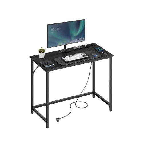 VASAGLE LED Gaming Íróasztal Kompakt Fekete