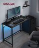 VASAGLE LED Gaming Íróasztal Kompakt Fekete