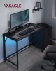 VASAGLE LED Gaming Íróasztal Kompakt Fekete