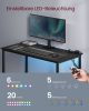 VASAGLE LED Gaming Íróasztal Kompakt Fekete