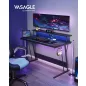   VASAGLE Gaming Desk LED-es gamer asztal beépített elosztóval és monitortartóval fekete 120 x 60 x 76 cm
