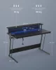 VASAGLE Gaming Desk LED-es gamer asztal beépített elosztóval és monitortartóval fekete 120 x 60 x 76 cm