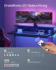 VASAGLE LED Gamer Asztal Beépített Tápegységgel és Monitortartóval Fekete