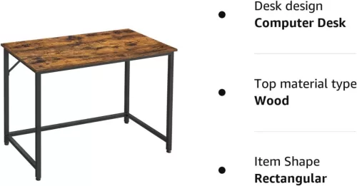 VASAGLE számítógépasztal 100 x 50 x 75 cm rusztikus barna és fekete ipari stílusú