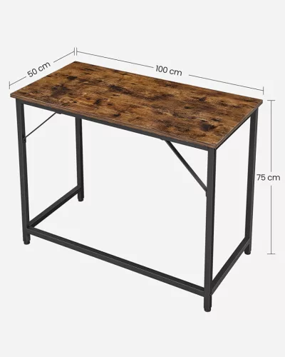 VASAGLE számítógépasztal 100 x 50 x 75 cm rusztikus barna és fekete ipari stílusú