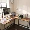 VASAGLE L-alakú Sarokíróasztal Monitortartóval Rusztikus Barna LWD56X
